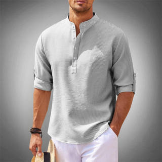 Heren casual Henley shirt, lichtgewicht, ademend en comfortabel.