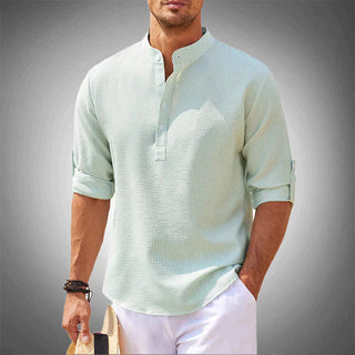 Heren casual Henley shirt, lichtgewicht, ademend en comfortabel. lichtgroen