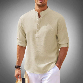 Heren casual Henley shirt, lichtgewicht, ademend en comfortabel. beige