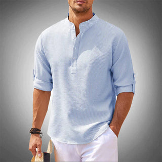 Heren casual Henley shirt, lichtgewicht, ademend en comfortabel. blauw