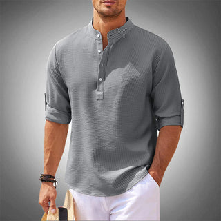 Heren casual Henley shirt, lichtgewicht, ademend en comfortabel. grijs