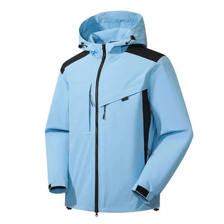 Heren ski-jas met capuchon voor wintercomfort en bewegingsvrijheid Hemelsblauw