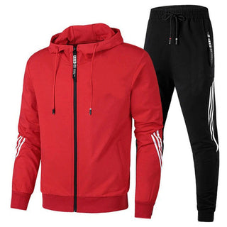 Heren trainingspak. Hoogwaardig materiaal. Tijdloze stijl. rood