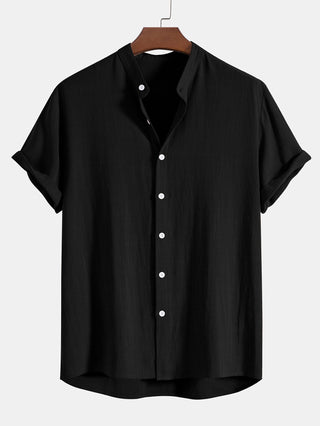 Heren zomerset: overhemd en broek met opstaande kraag, korte mouwen, lichtgewicht
