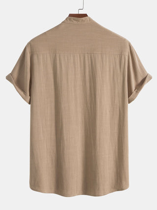 Heren zomerset: overhemd en broek met opstaande kraag, korte mouwen, lichtgewicht