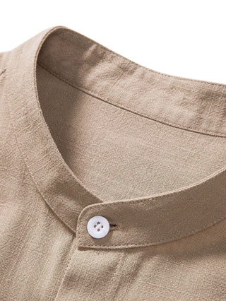 Heren zomerset: overhemd en broek met opstaande kraag, korte mouwen, lichtgewicht