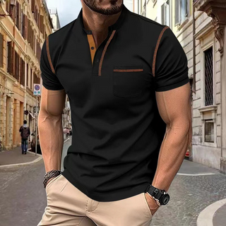 Herenpoloshirt van katoen, blauw. Comfortabel en geschikt voor alle gelegenheden. zwart