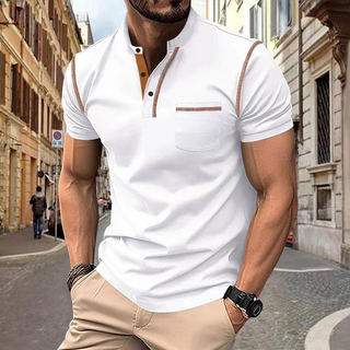 Herenpoloshirt van katoen, blauw. Comfortabel en geschikt voor alle gelegenheden. wit