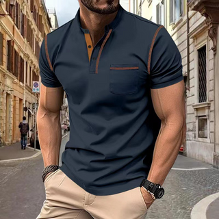 Herenpoloshirt van katoen, blauw. Comfortabel en geschikt voor alle gelegenheden. donkerblauw