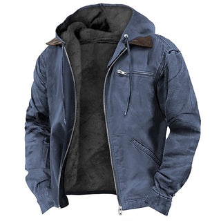 Heren Winterparka met Capuchon, Windafstotend en Warm Blauw