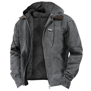 Heren Winterparka met Capuchon, Windafstotend en Warm Grijs