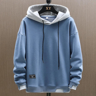 Jens Heren Tweekleurige Hoodie Blauw