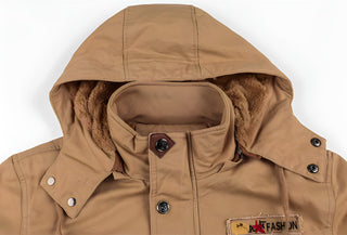 Heren Militaire Jas met Zakken en Capuchon
