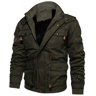 Heren Militaire Jas met Zakken en Capuchon
