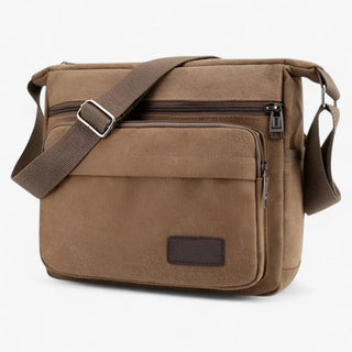 Homme | Multifunctionele canvas schoudertas voor heren Koffie