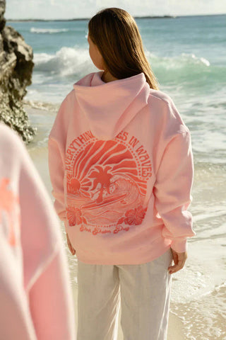 Hoodie met golfborduurwerk - een comfortabele look voor elke dag. Lichtroze-oranje