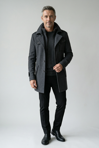 Winterjas Heren Marineblauw