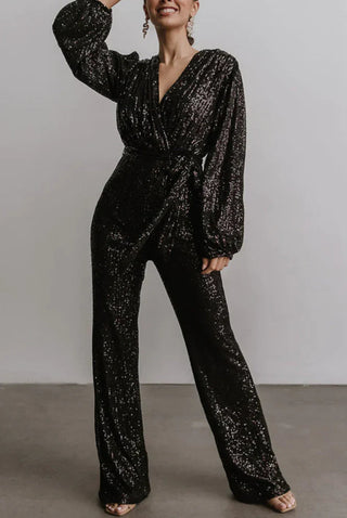 Isabella - Elegante Jumpsuit Met Ceintuur Zwart