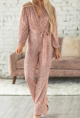 Isabella - Elegante Jumpsuit Met Ceintuur Roze
