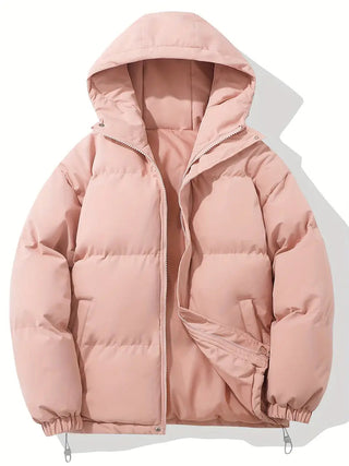 Jas met capuchon, klassiek ontwerp, warme winterjas, winter roze