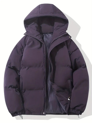 Jas met capuchon, klassiek ontwerp, warme winterjas, winter paars