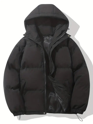 Jas met capuchon, klassiek ontwerp, warme winterjas, winter zwart