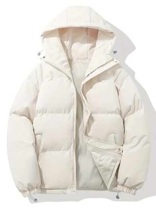 Jas met capuchon, klassiek ontwerp, warme winterjas, winter Beige wit