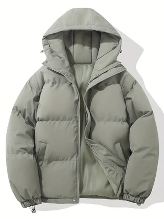 Jas met capuchon, klassiek ontwerp, warme winterjas, winter lichtgrijs