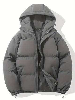 Jas met capuchon, klassiek ontwerp, warme winterjas, winter donkergrijs