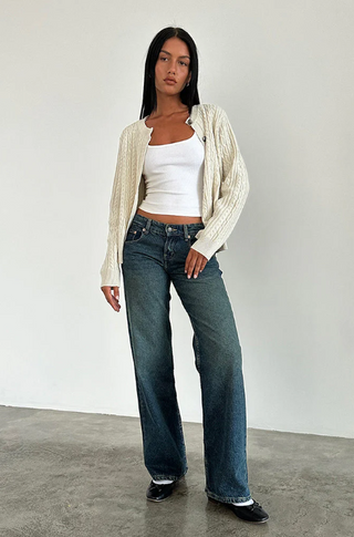 Jeans Dames | Lage Taille & Stretch Donker denim