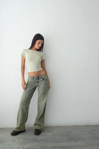 Jeans Dames | Lage Taille & Stretch Grijs