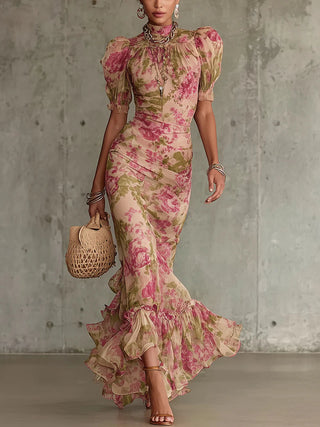 Aura | Vintage en romantische maxi jurk – Luxe Designer Nostalgische Gown & Getailleerde Minimalistische Silhouette Jurk