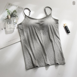 Zahara | Comfortabel tanktopje met ingebouwde bh – Hemdje & Slankmakende Minimalistische Sportieve Top Grijs