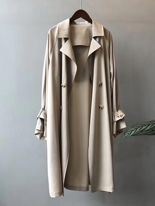 Juliane | Tijdloze lange waterdichte trenchcoat Beige