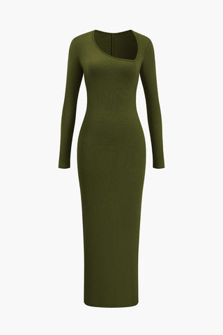 Pamelo | Lange Maxi Jurk Dames - Asymmetrisch Ontwerp met Halssplit Groen
