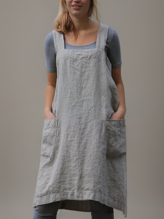 Katrin | Elegante katoenen schortjurk Grijs