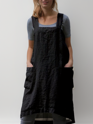 Katrin | Elegante katoenen schortjurk Zwart