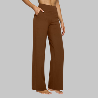 Beya | Comfort Fit Broek Dames- Zachte, Ademend Stretchstof Donkerbruin