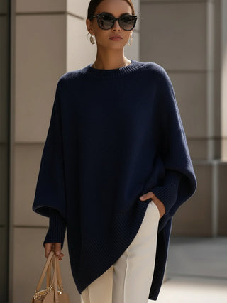Kimia | Oversized Trui met Ronde Hals Marineblauw