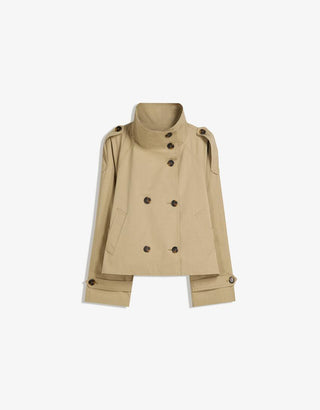 Klassieke en lichtgewicht korte trenchcoat voor de herfst, gemaakt van een katoenmix.