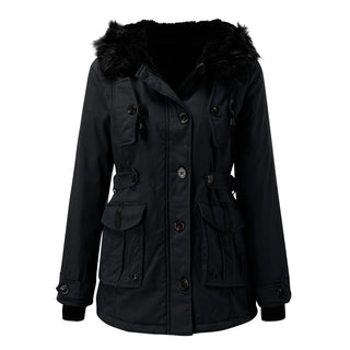 ELYSSI Winterparka Dames met Imitatiebontkraag en Verstelbare Taille