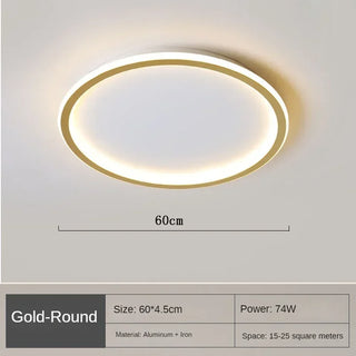 Scandinavische LED Plafondlamp – Modern, Dimbaar & Stijlvol voor Woonkamer, Eetkamer & Gang 60cm Goud
