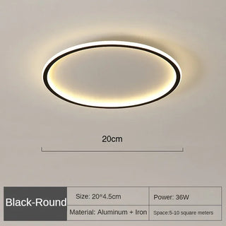 Scandinavische LED Plafondlamp – Modern, Dimbaar & Stijlvol voor Woonkamer, Eetkamer & Gang 20cm Zwart