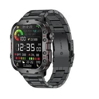 MEELANO Nausfit | Smartwatch | Gør hver dag til en aktiv dag | Opnå dine fitnessmål med lethed Sort stålbælte
