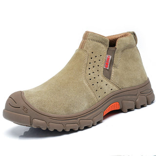 Lichtgewicht, waterdichte kaki veiligheidsschoenen voor comfortabel werk. Khaki