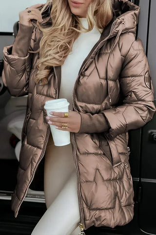 Dames Winterjas met Capuchon voor Warmte en Comfort in Tijdloze Stijl Bruin