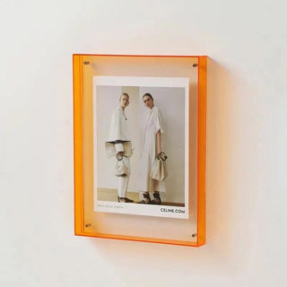 Levendige Acryl Fotolijst met Transparante Gekleurde Randen Oranje