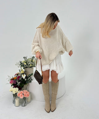 Liz | Dames Beige Cowboylaarzen, Hoge Western Leren Laarzen