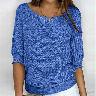 Louisa | Elegante Gebreide Trui Blauw