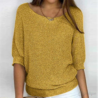 Louisa | Elegante Gebreide Trui Geel